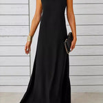 A-Line Loose Solid Color Round-Neck Maxi Dresses
