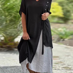 Women's Country Style V Neck Short Sleeve Irregular Hem Dress