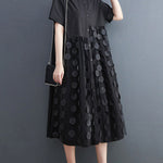Original Casual Loose Polka-Dot Split-Joint Midi Shirt Dress