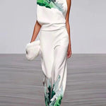 High Waisted Loose Pockets Printed Pants Trousers