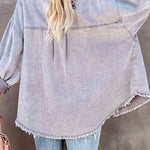 Stylish Lapel Long Sleeve Ripped Denim Jacket