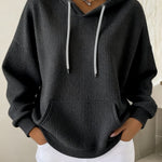 Women's Casual Waffle Jacquard Multicolor Hoodie