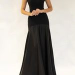 Margovil Strapless Patchwork Flare Gown Maxi Party Dress