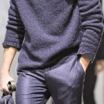 Men's Solid Color Buttons Collar Long Sleeve Sweater