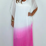 Fashionable Gradient Tie-Dye Loose V-Neck Midi Dress