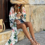 Holiday Leisure Coconut Tree Print Lace-up Loose Long Skirt