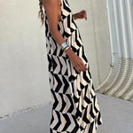 MARIN NEGRO-BEIGE RAYAS, VESTIDO LARGO