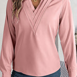 Elegant Layered V-neck Long-sleeved Casual Shirt