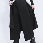Irregularity Elastic Waist Wide Leg Solid Color Pants