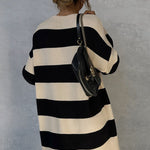CREAM STRIPED MAXI SWEATER
