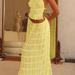 Passion and Romance Pleated Back Elastic Straps Adjustable Halter Tank