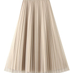 Reversible pleated a-line gauze skirt