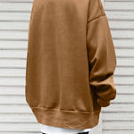 Casual Loose Solid Color Round-Neck Sweatshirt Top
