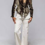 Velvet irregular hem single-button suit jacket
