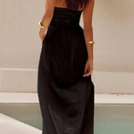 Sexy Solid Pocket Fold Halter Sleeveless Dresses
