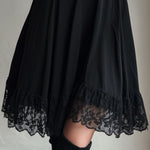 Elegant Black Lace-Trim Long Sleeve Fit-and-Flare Wrap Dress