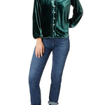 Solid Color Velvet V-neck Long-sleeved Shirt