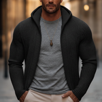 Men's Basic Solid Color Slim Fit Hooded Zip-up Knit Cardigan