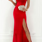Height of Fame V-neck Ruched Slit Maxi Dress