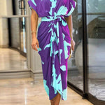 Elasticated Waist High Waisted Buttoned Pleated Solid Color Split-Joint Tied Waist Lapel Maxi Dresses Shirt Dress
