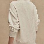 Meet The Autumn Ribbed Zipper Neck Sweatshirt and Elastic Waist Pocketed Loose Pants Set