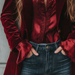 Vintage Longline Burgundy Velvet Blazer