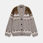 BRUSHED EFFECT JACQUARD KNIT CARDIGAN