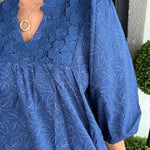 Women's Puff Sleeve Leaf Jacquard Mini Dress