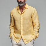 Men's Summer Fashion Slub Linen Long Sleeve Shirt