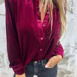 Women's Fashion Gold Velvet Lapel Shirt