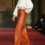 Column Pockets Solid Color Skirts Bottoms