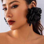 Solid Color Three-Dimensional Flower Drop Earrings