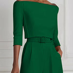 Half Sleeves Solid Color Split-Joint Off-The-Shoulder T-Shirts Tops