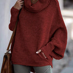 Cowl Neck Batwing Sleeves Loose Sweater