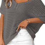 Women's Summer Hollow Out Crochet Knit Tops Beach Coverup