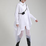 Urban Loose Split-Joint Lapel Long Sleeves Midi Dress