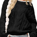 Faux Two-Piece Lace-Trimmed Knit Sweater