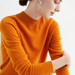 Office Long Sleeves Solid Color High-Neck Sweater Tops Pullovers