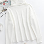 Casual Loose Solid Color High-Neck Long Sleeves Knitwear