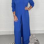 Slit Long Top Trousers Set