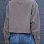 Flap Pockets Turn Down Collar Corduroy Shacket