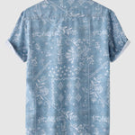 Men's Floral Print Buttoned Casual Short Sleeve Shirt