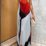 Margovil Spaghetti Strap Floral Print Maxi Beach Dress