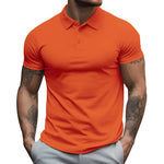 Men's Solid Slim Lapel Short Sleeve Casual Polo Shirt