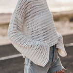 Margovil Crewneck Long Sleeves Hollow Out Boho Knitting Pullovers