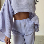 Fantasy Purple Cotton and Linen Two-piece Set