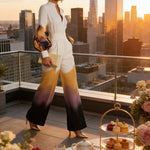 Long Sleeves Puff Sleeves Abstract Printed Contrast Color Split-Joint Stand Collar Blouses&Shirts Tops
