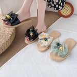 Bowknot Gauze Open Toe Split-Joint Slippers