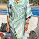 Green Petal Sleeve V-Neck Fashion Dress