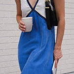 Margovil V Neck Color Block Sleeveless Maxi Swing Dress